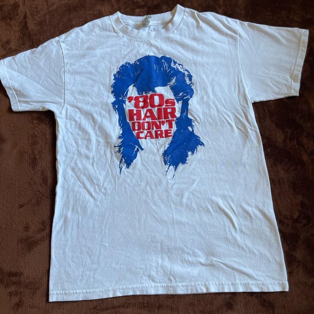 Vintage 80's hair don't care cool Mens Tee Size medium retro Y2K 90's